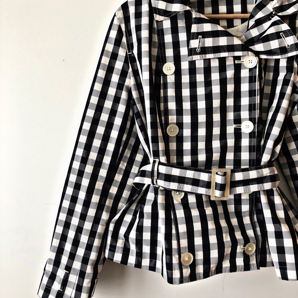 Ralph Lauren Black and White Checkered Rain Jacket - Picture 2 of 5